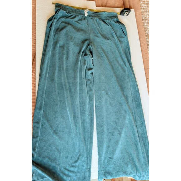 LULULEMON Soft Mid-Rise Wide-Leg Pant Velvet Cord Storm Teal Pull On Leisure 12 - Picture 2 of 5